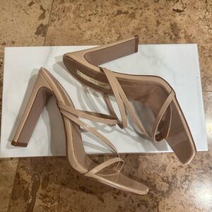 Billini Blush Patent Strappy Square Toe High Heels